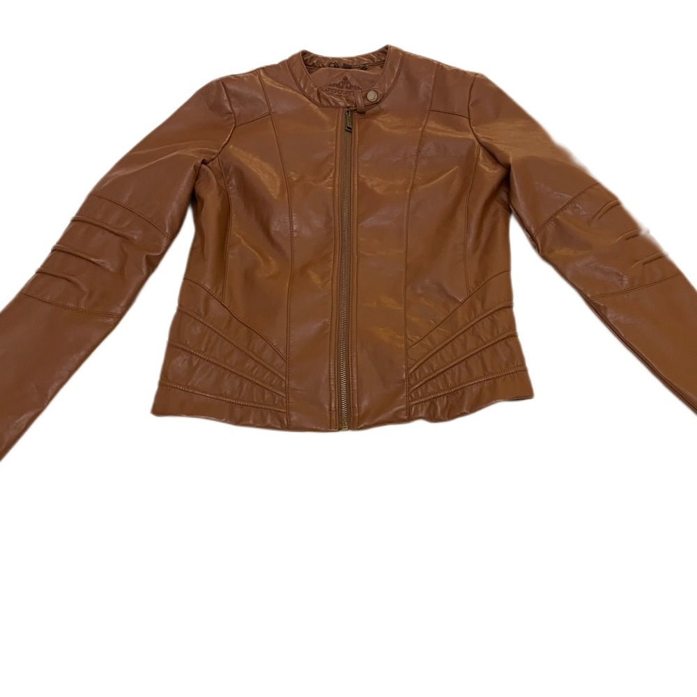 Vintage Joujou lightweight Brown Vegan Leather Jacket size Women’s Small